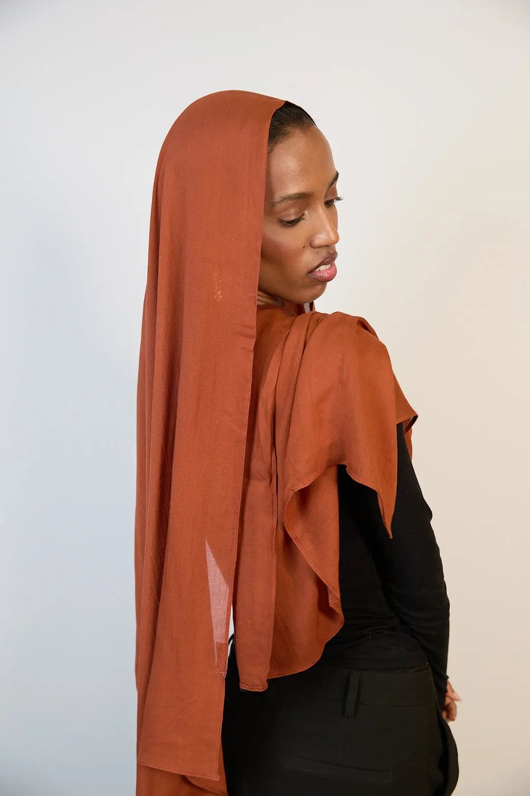 Rust Brown Plain Modal Hijab Dar-Al-Hayya