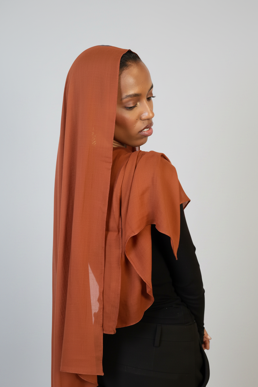 Rust Brown Plain Modal Hijab Dar-Al-Hayya