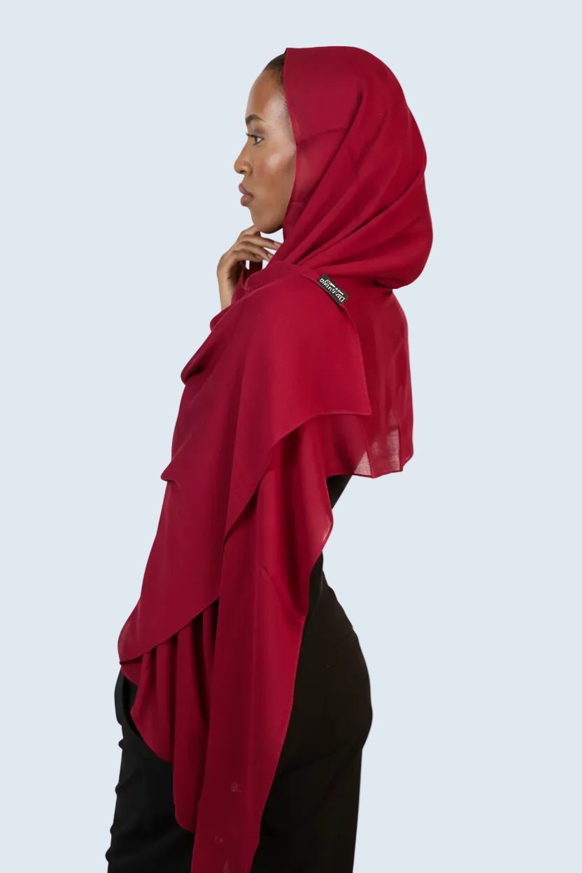 Deep Red Plain Modal Hijab Dar-Al-Hayya