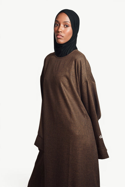 Mocha Élegance Abaya with Pockets