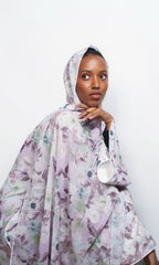 Lilac Wave Floral Print Abaya