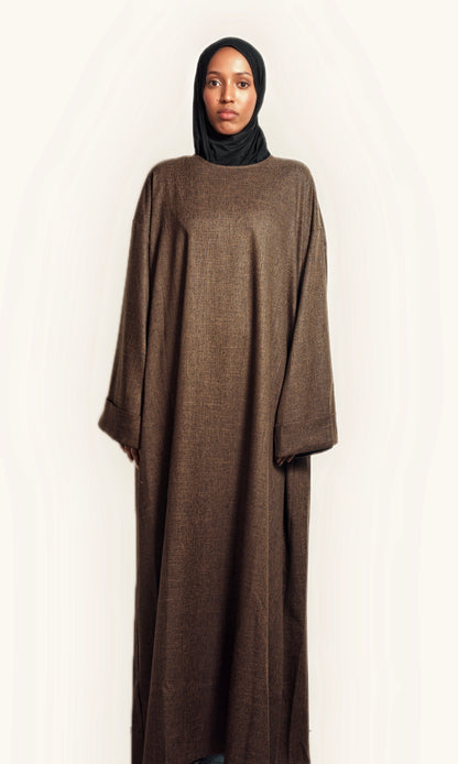 Mocha Élegance Abaya with Pockets