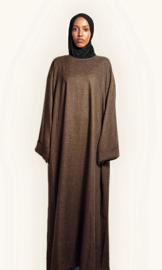 Mocha Élegance Abaya with Pockets
