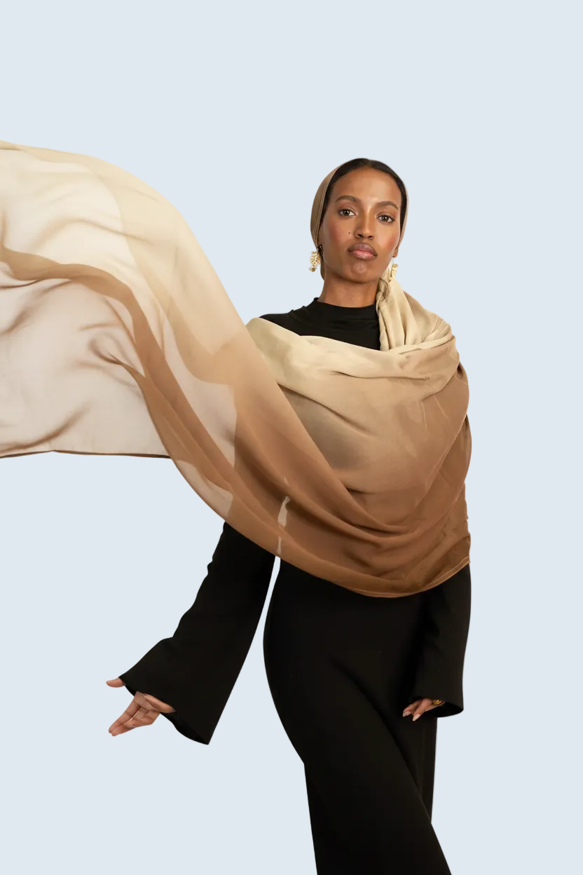Tan and Cream Ombre Modal Hijab Dar-Al-Hayya