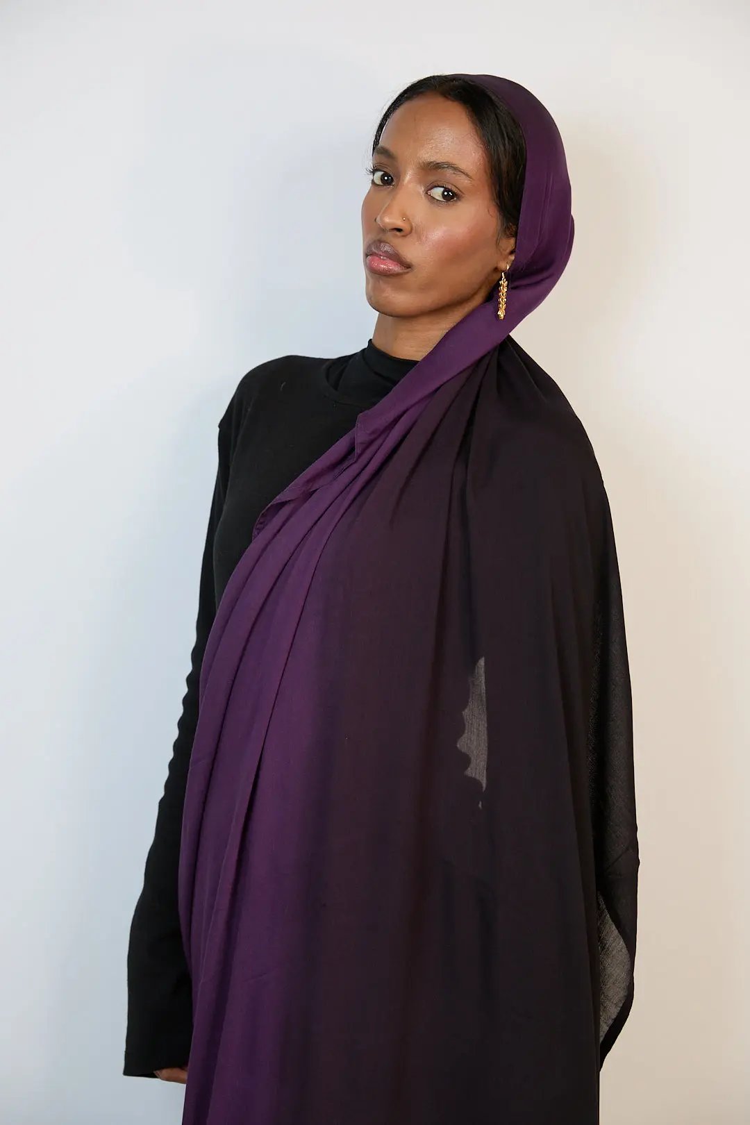 Purple & Black Ombre Modal Hijab Dar-Al-Hayya