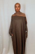 Mocha Élegance Abaya with Pockets