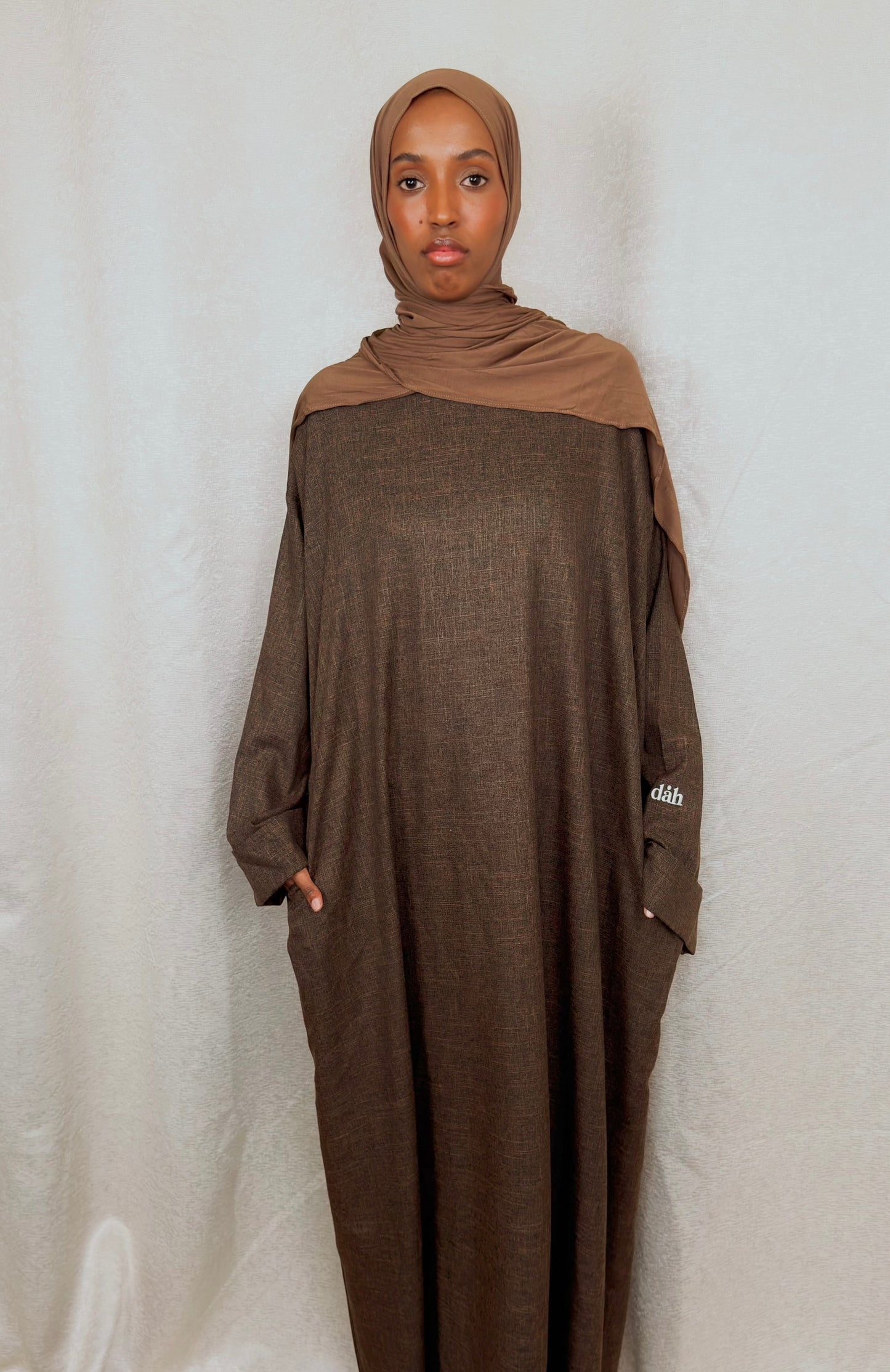 Mocha Élegance Abaya with Pockets