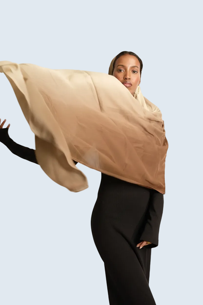 Tan and Cream Ombre Modal Hijab Dar-Al-Hayya