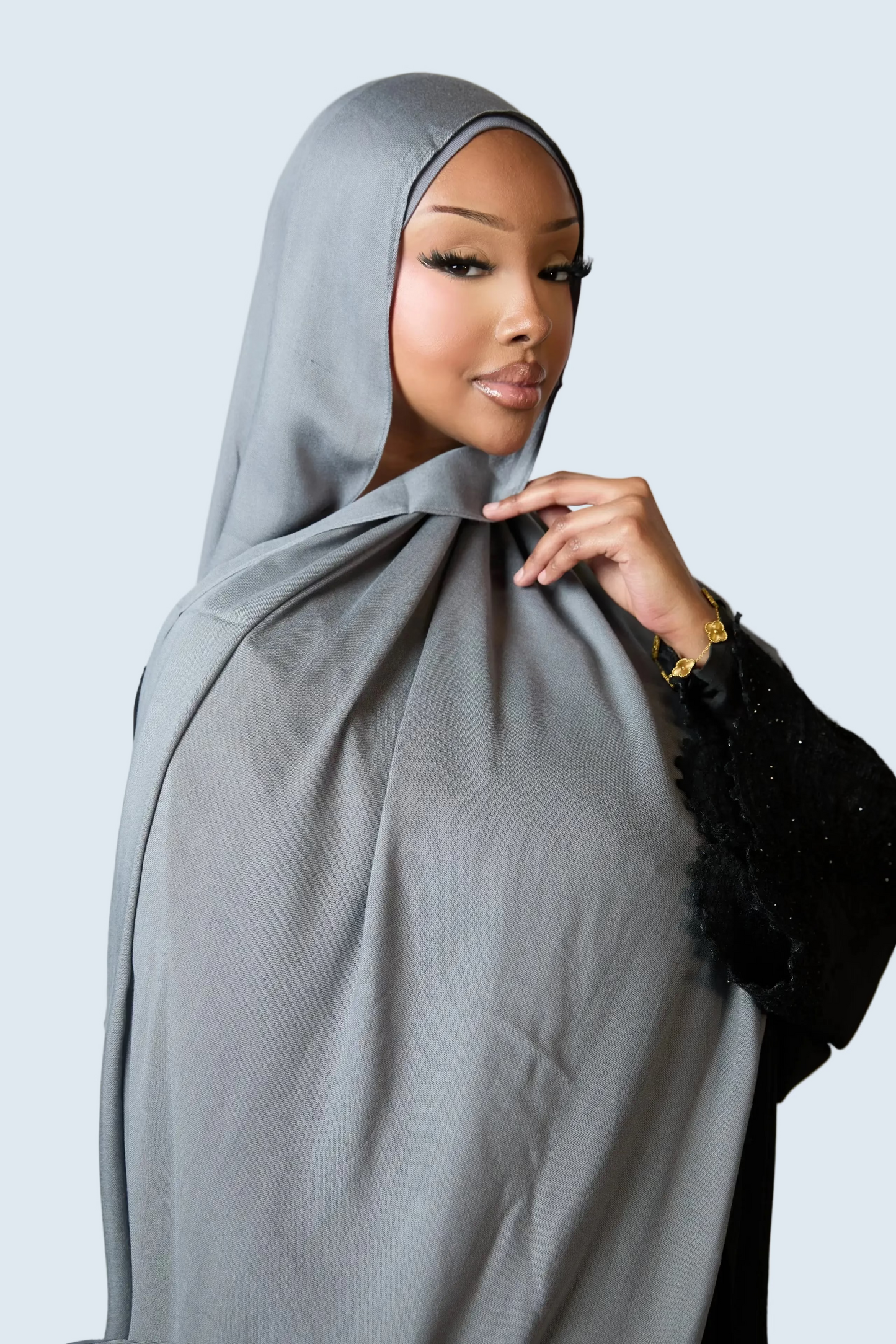 Grey Plain Modal Hijab Dar-Al-Hayya