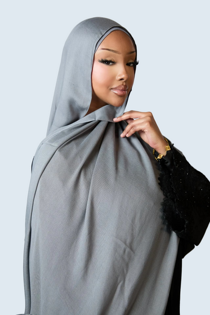 Grey Plain Modal Hijab Dar-Al-Hayya