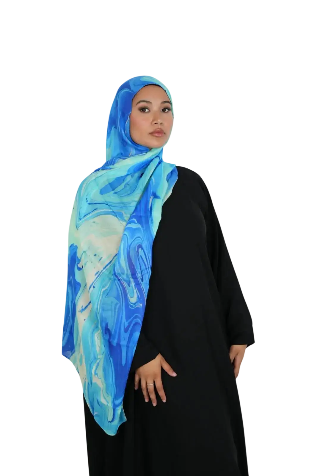 Serene Azure Print Modal Hijab Dar-Al-Hayya
