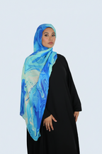 Serene Azure Print Modal Hijab Dar-Al-Hayya