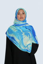 Serene Azure Print Modal Hijab Dar-Al-Hayya