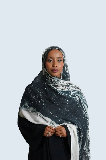 Midnight Tide Print Modal Hijab Dar-Al-Hayya
