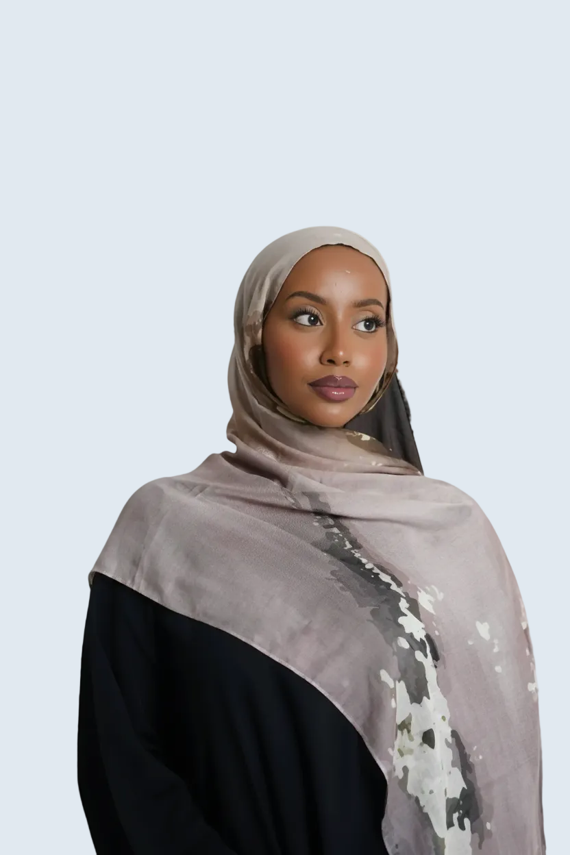 Umber Muse Print Modal Hijab Dar-Al-Hayya