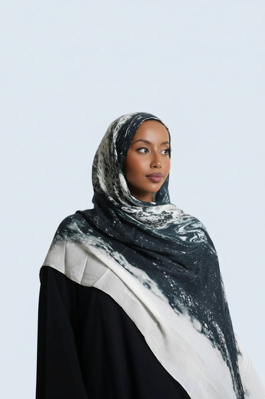 Midnight Tide Print Modal Hijab Dar-Al-Hayya