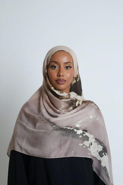 Umber Muse Print Modal Hijab Dar-Al-Hayya