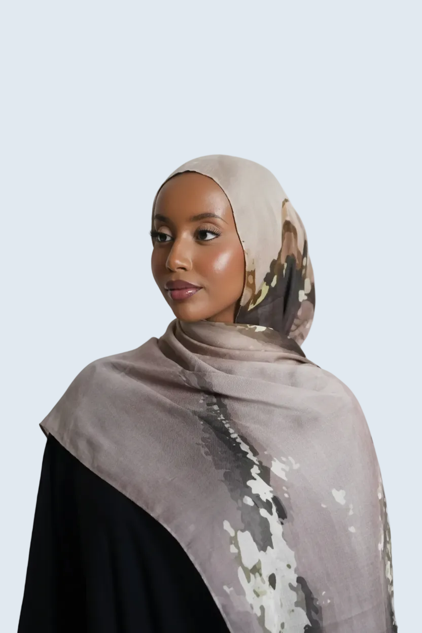 Umber Muse Print Modal Hijab Dar-Al-Hayya