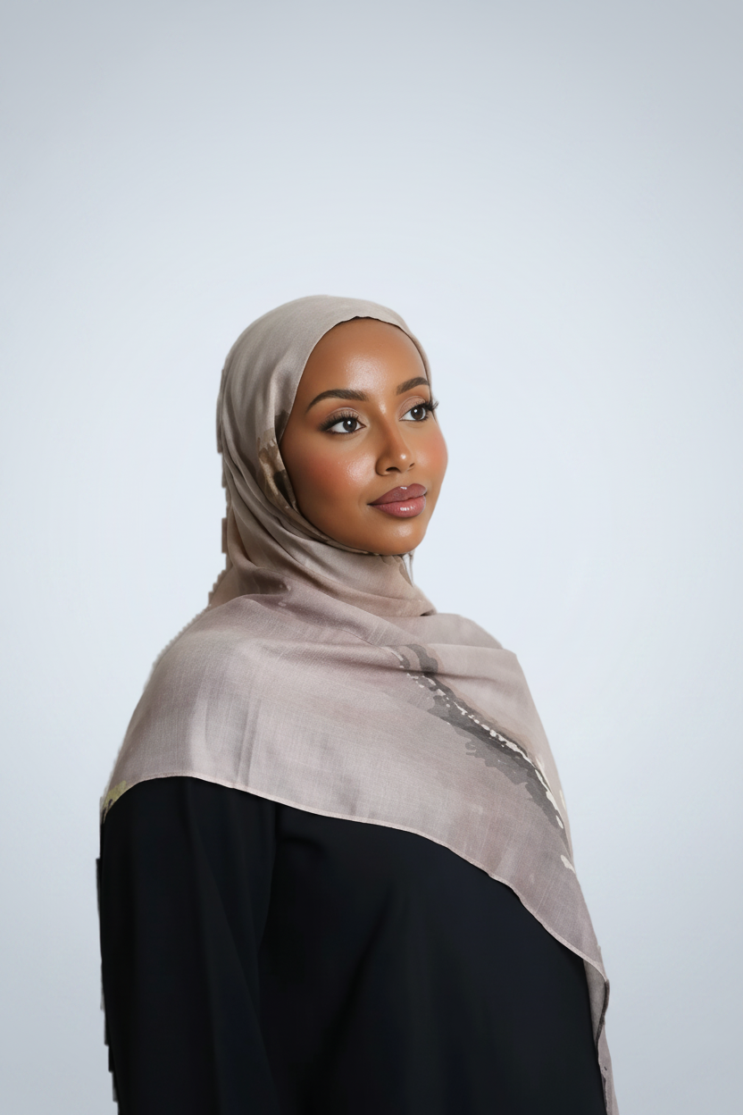 Umber Muse Print Modal Hijab Dar-Al-Hayya
