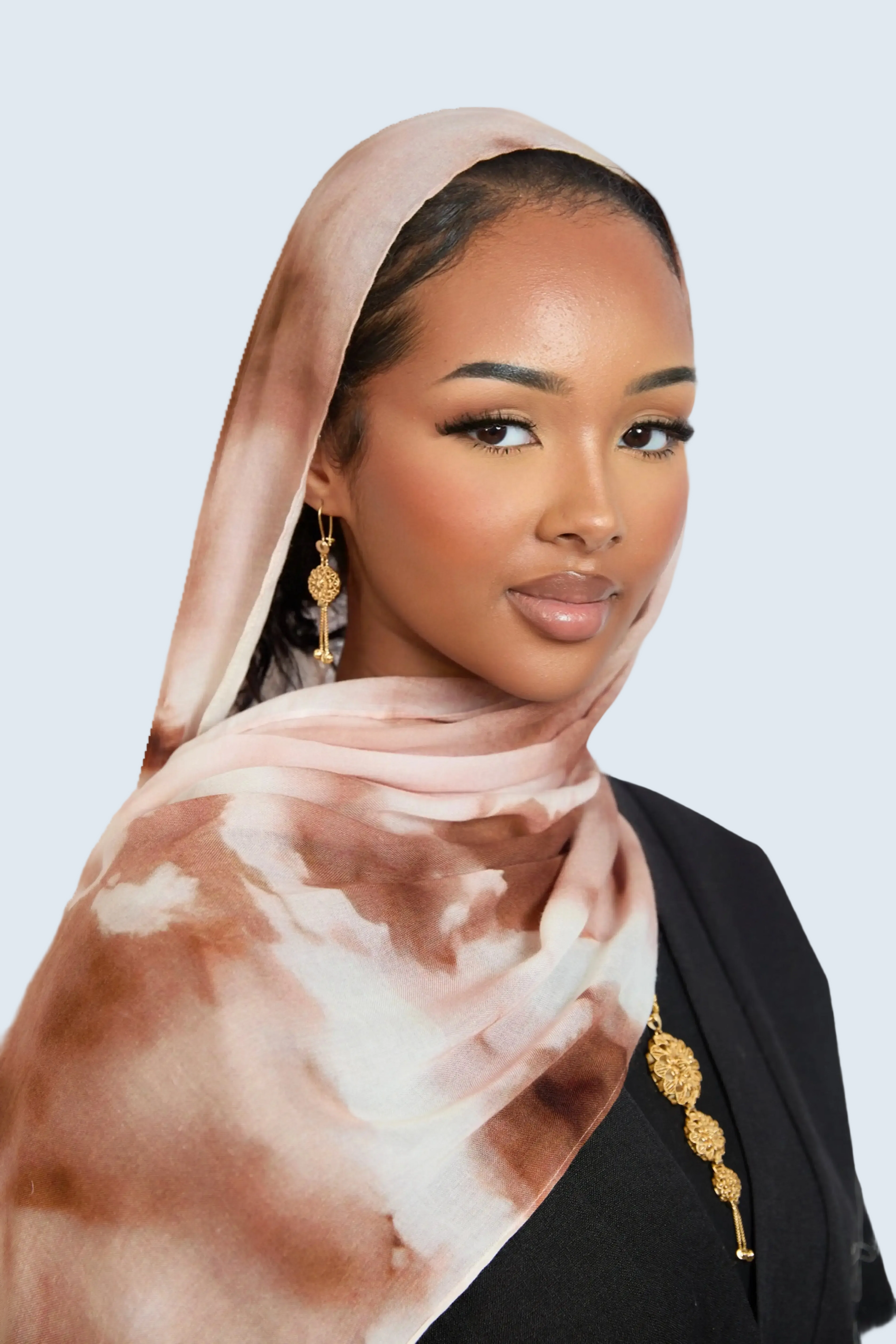Brown Cloudy Print Modal Hijab Dar-Al-Hayya
