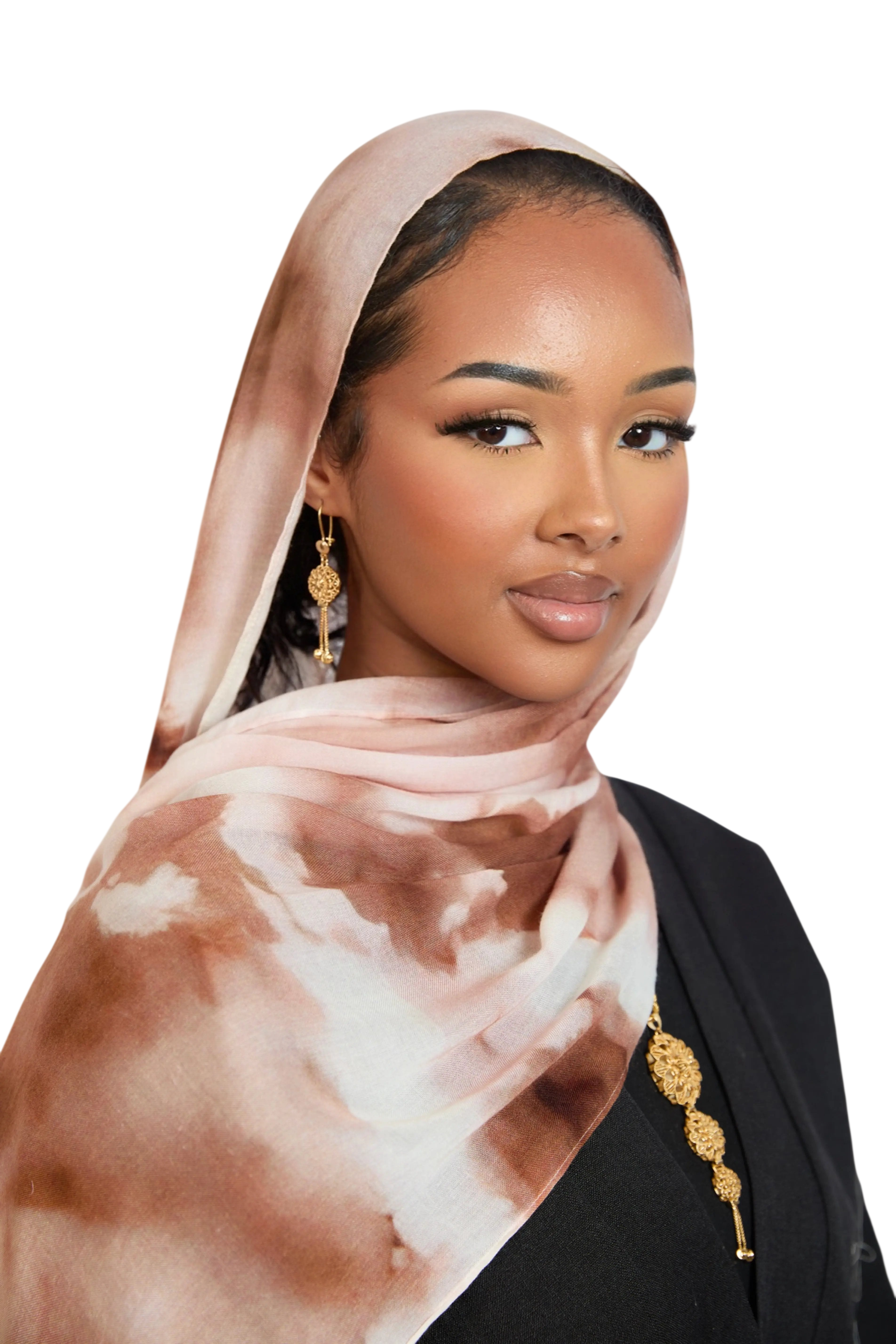 Brown Cloudy Print Modal Hijab Dar-Al-Hayya