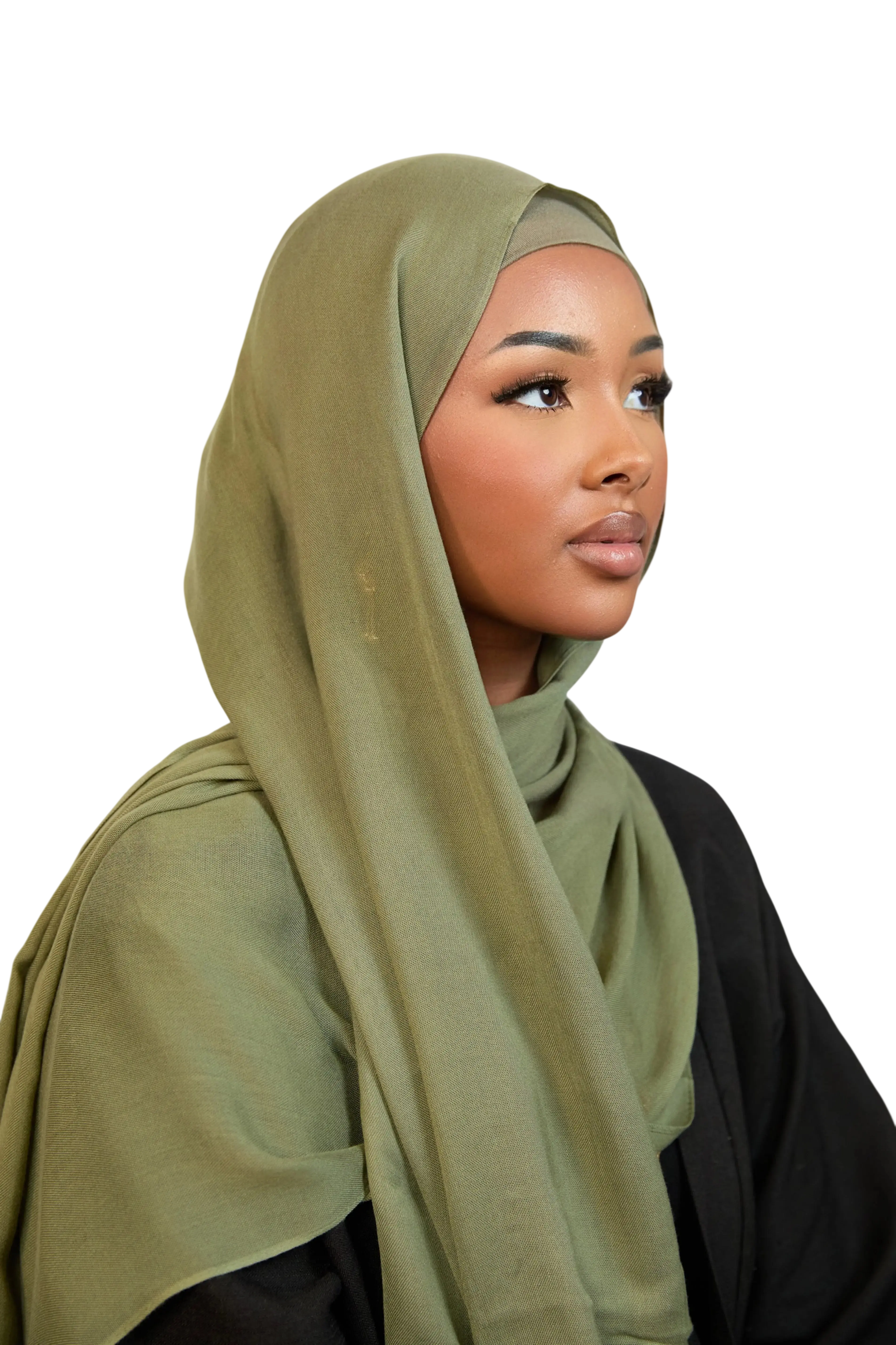 Olive Green Plain Modal Hijab Dar-Al-Hayya
