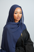 Navy Blue Plain Modal Hijab Dar-Al-Hayya