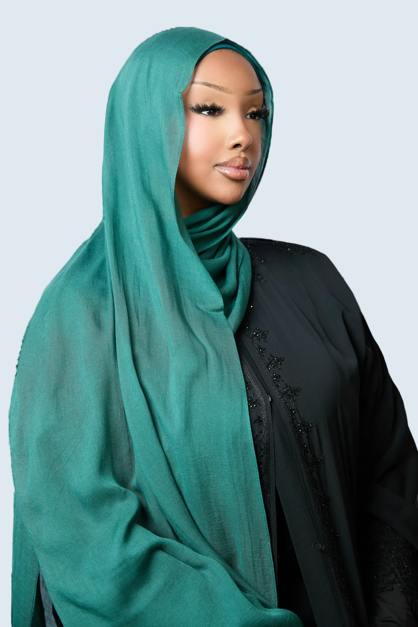 Teal Plain Modal Hijab Dar-Al-Hayya
