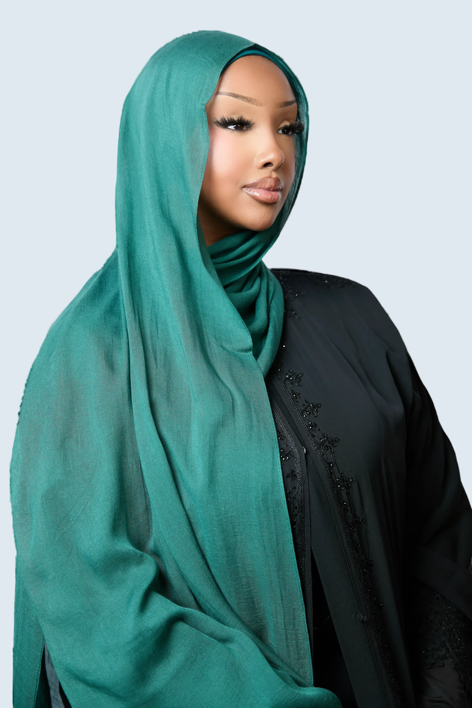 Teal Plain Modal Hijab Dar-Al-Hayya