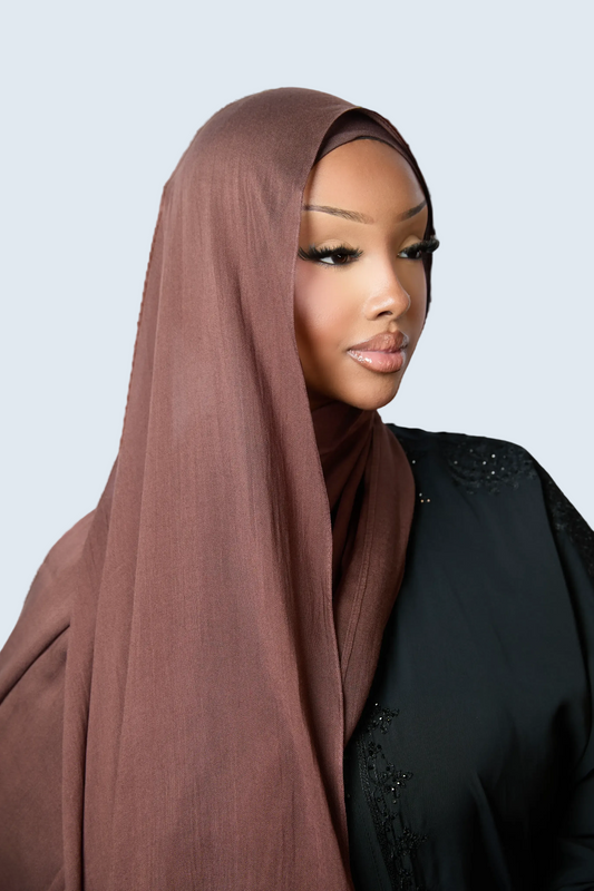 Dark Brown Plain Modal Hijab Dar-Al-Hayya
