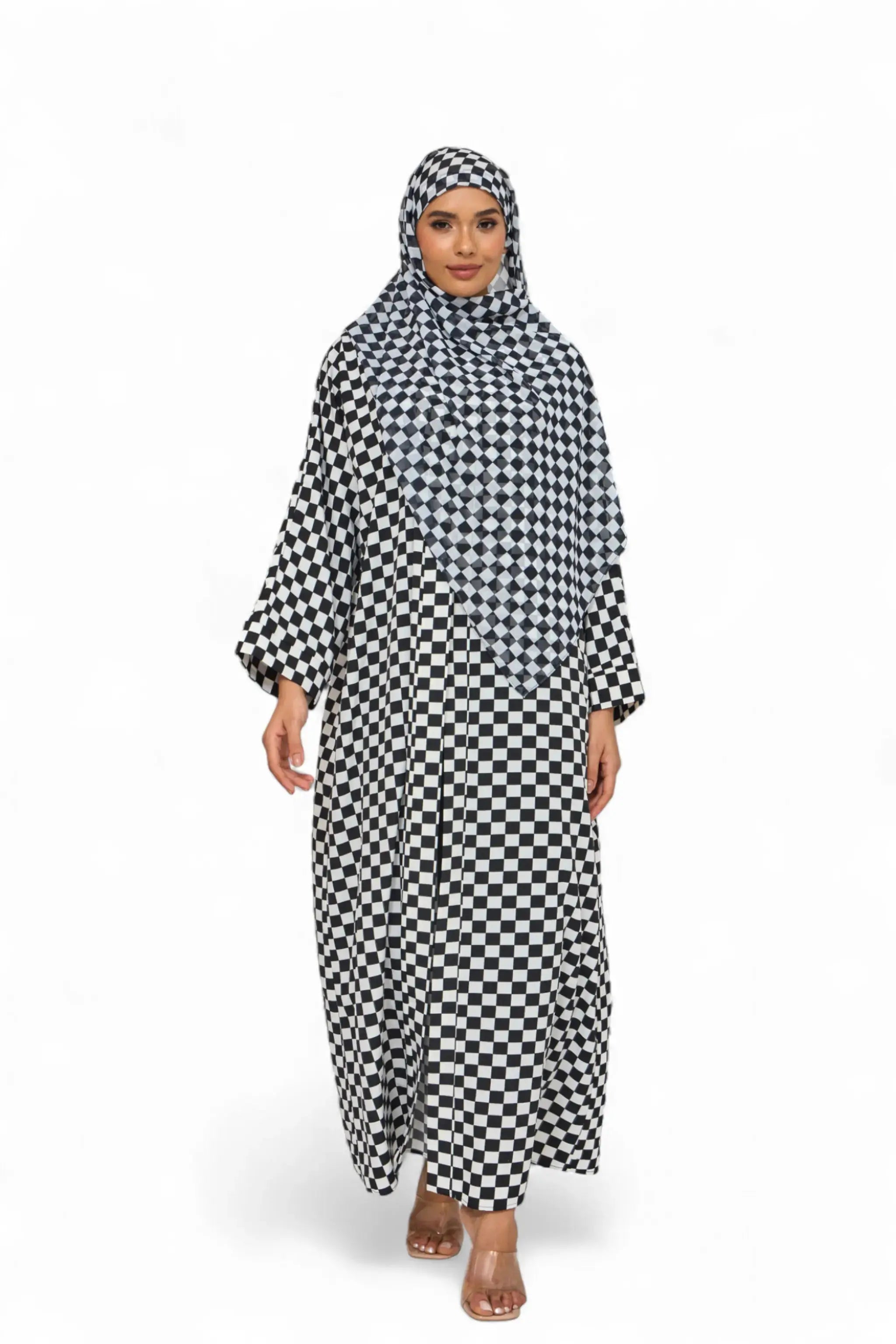 Elegance Noir and Blanc Abaya Dar-Al-Hayya