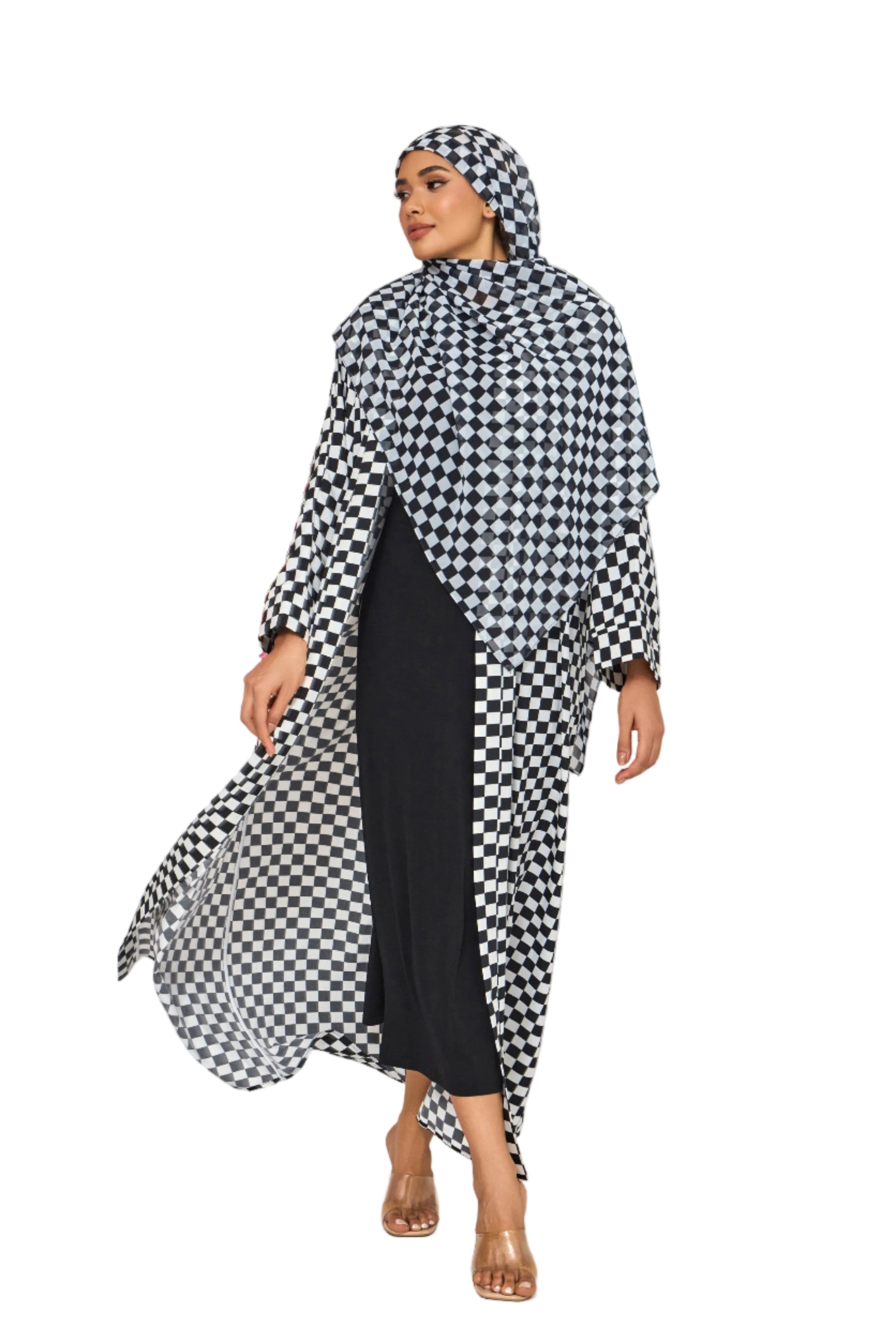 Elegance Noir and Blanc Abaya Dar-Al-Hayya