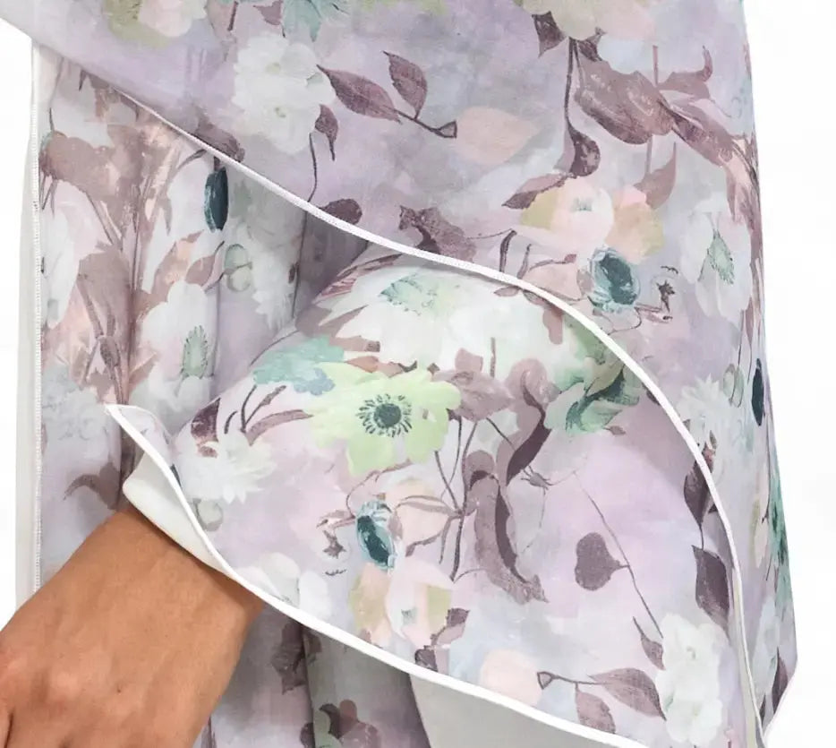 Lilac Wave Floral Print Abaya Dar-Al-Hayya