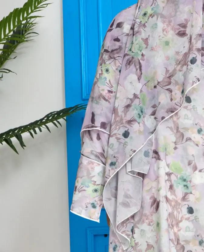 Lilac Wave Floral Print Abaya Dar-Al-Hayya