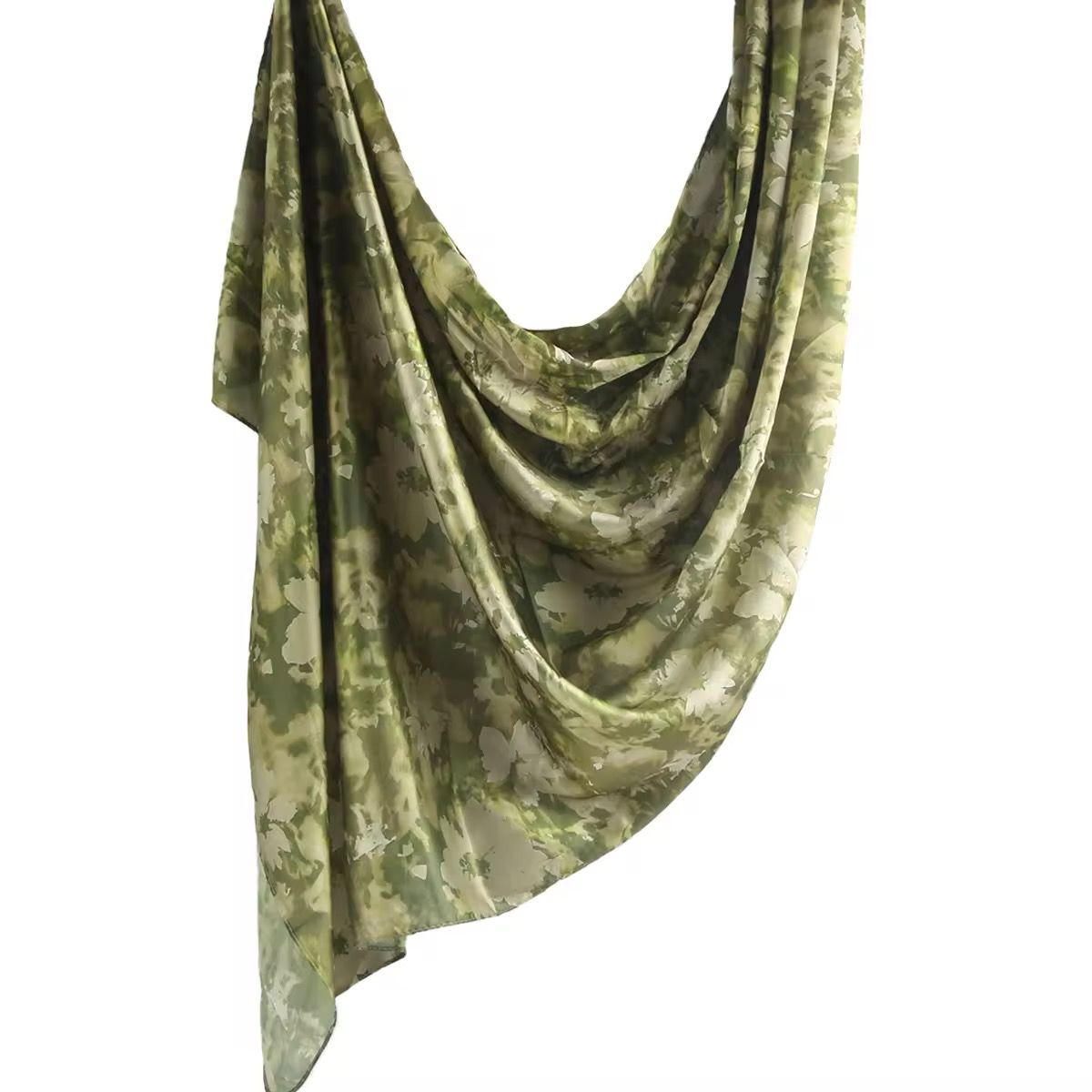 Satin Watercolor Hijab - Earthy Embrace