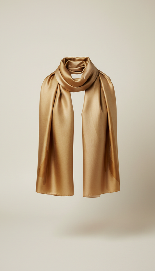 Golden Sienna Silk Scarf Accessory