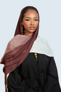 Crimson Blush & White Ombre Hijab Dar-Al-Hayya