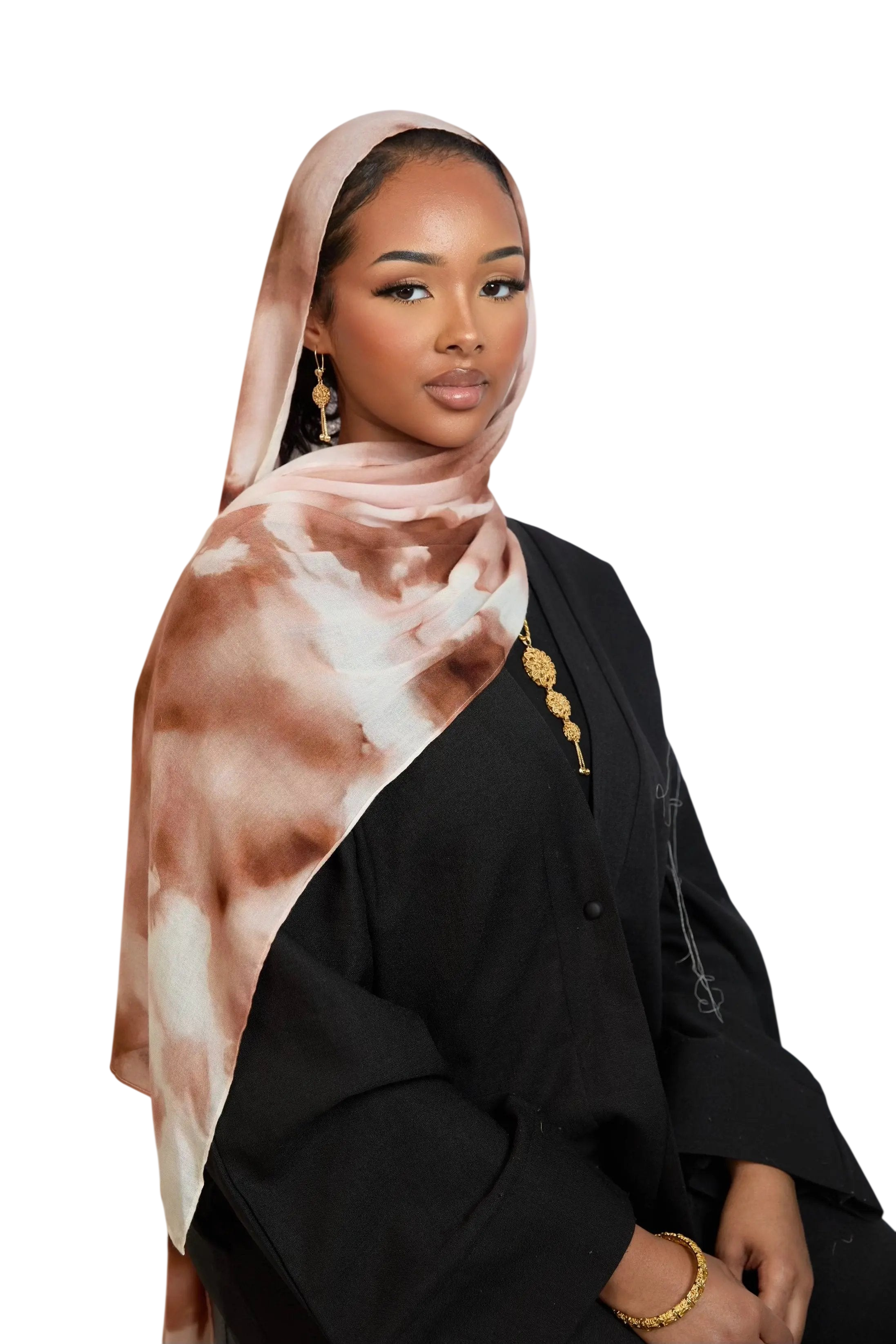 Brown Cloudy Print Modal Hijab Dar-Al-Hayya