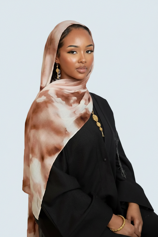 Brown Cloudy Print Modal Hijab Dar-Al-Hayya