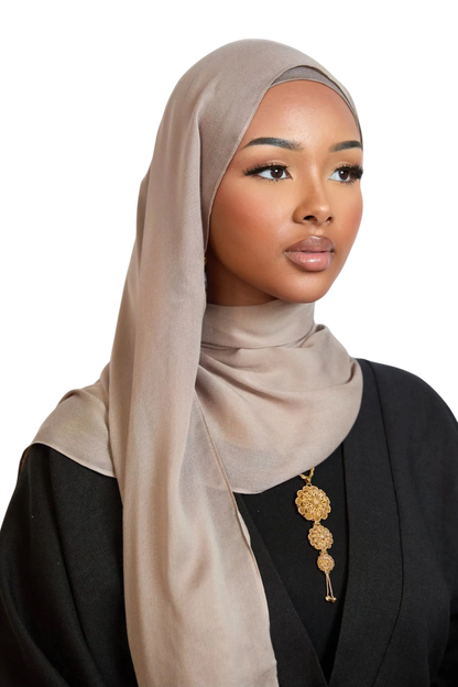 Beige Plain Modal Hijab Dar-Al-Hayya