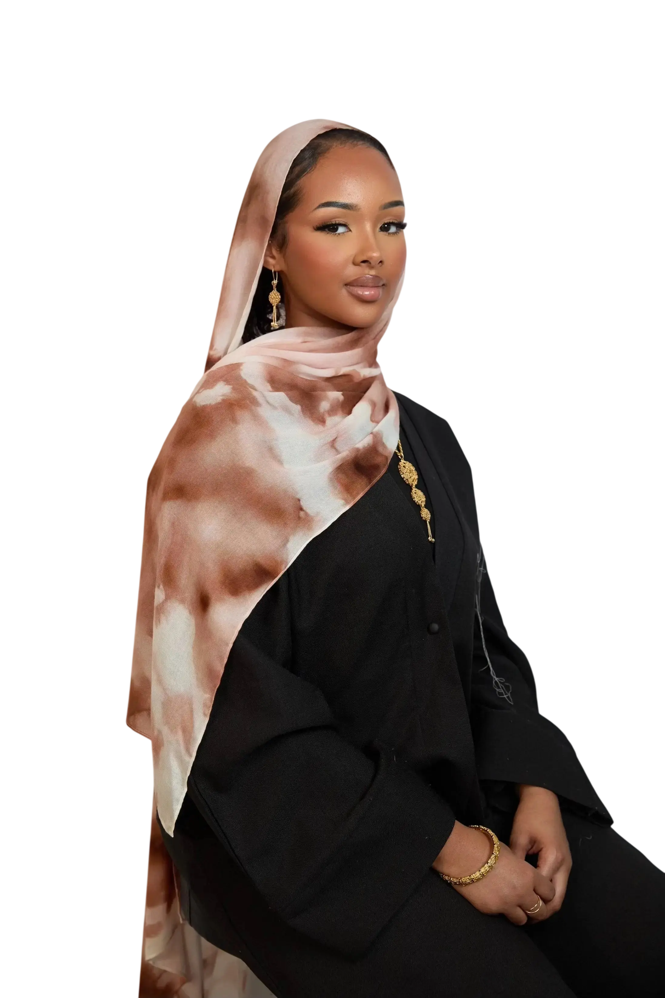 Brown Cloudy Print Modal Hijab Dar-Al-Hayya