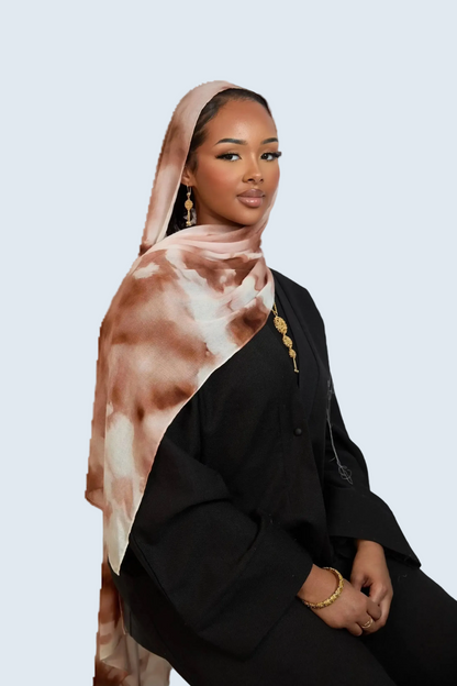 Brown Cloudy Print Modal Hijab Dar-Al-Hayya