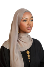 Beige Plain Modal Hijab Dar-Al-Hayya