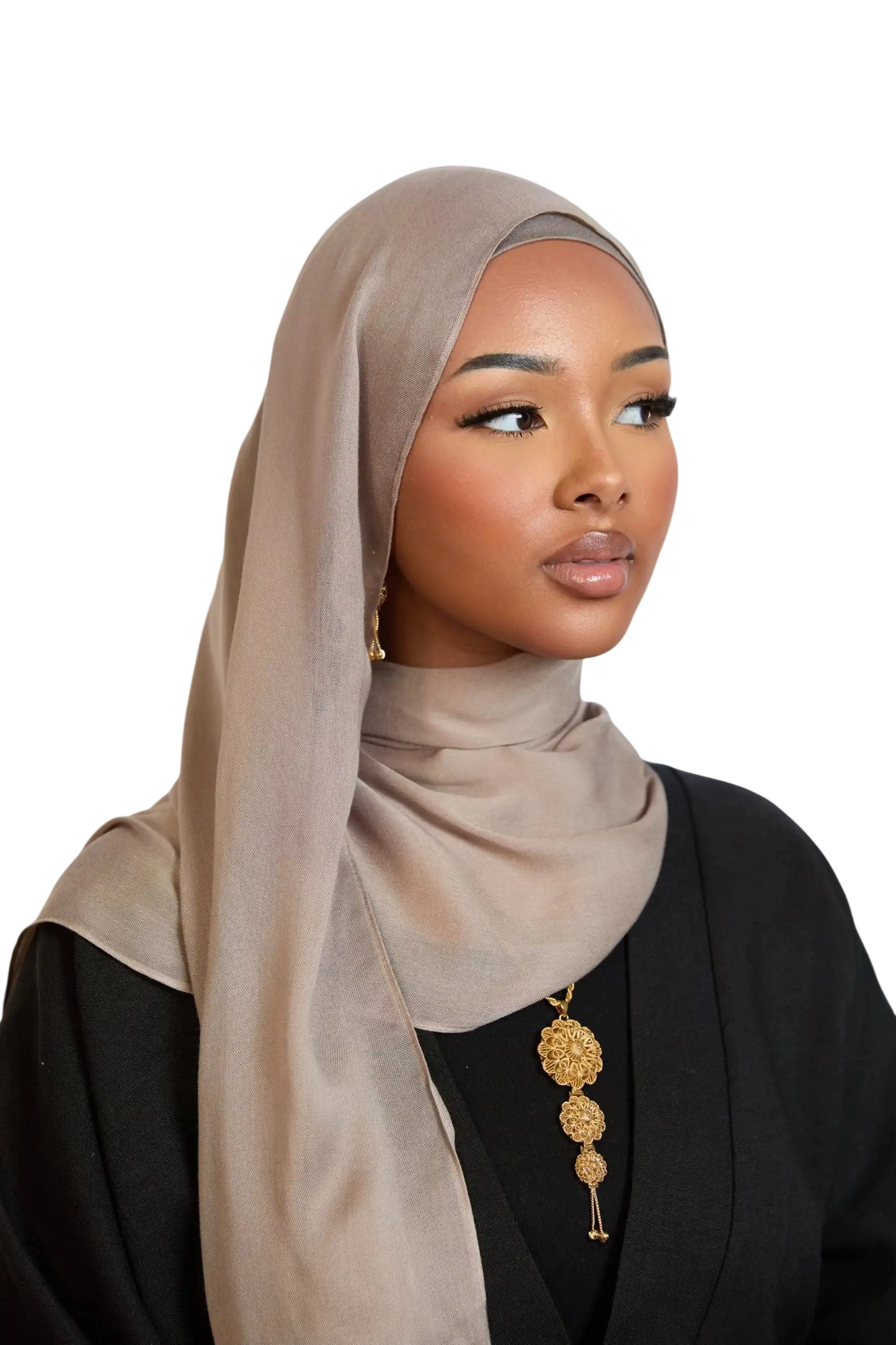 Beige Plain Modal Hijab Dar-Al-Hayya