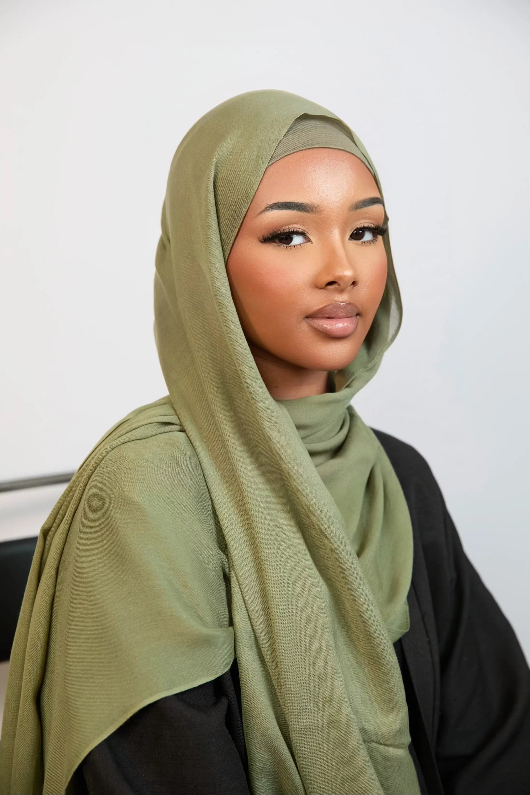 Olive Green Plain Modal Hijab Dar-Al-Hayya