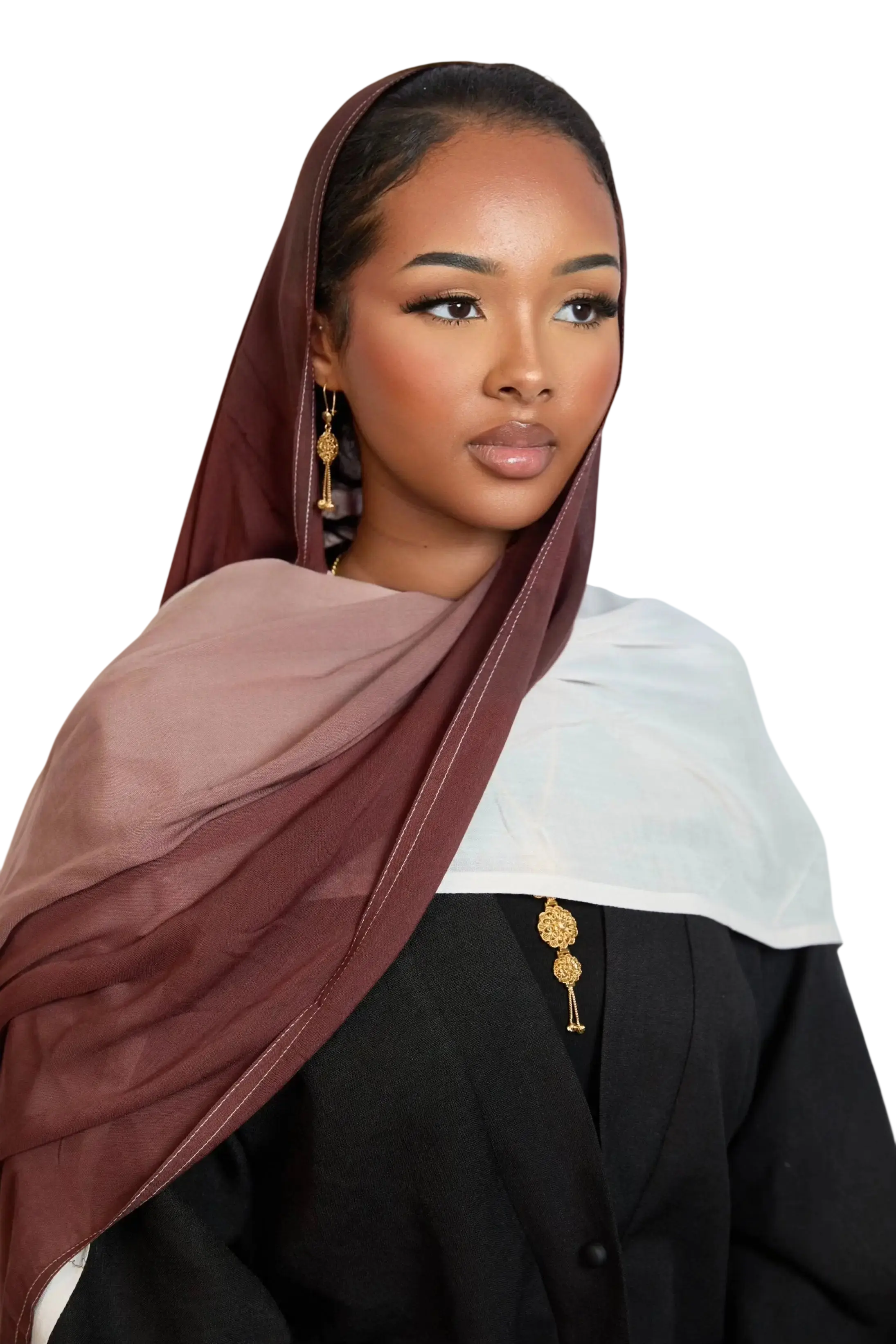 Crimson Blush & White Ombre Hijab Dar-Al-Hayya