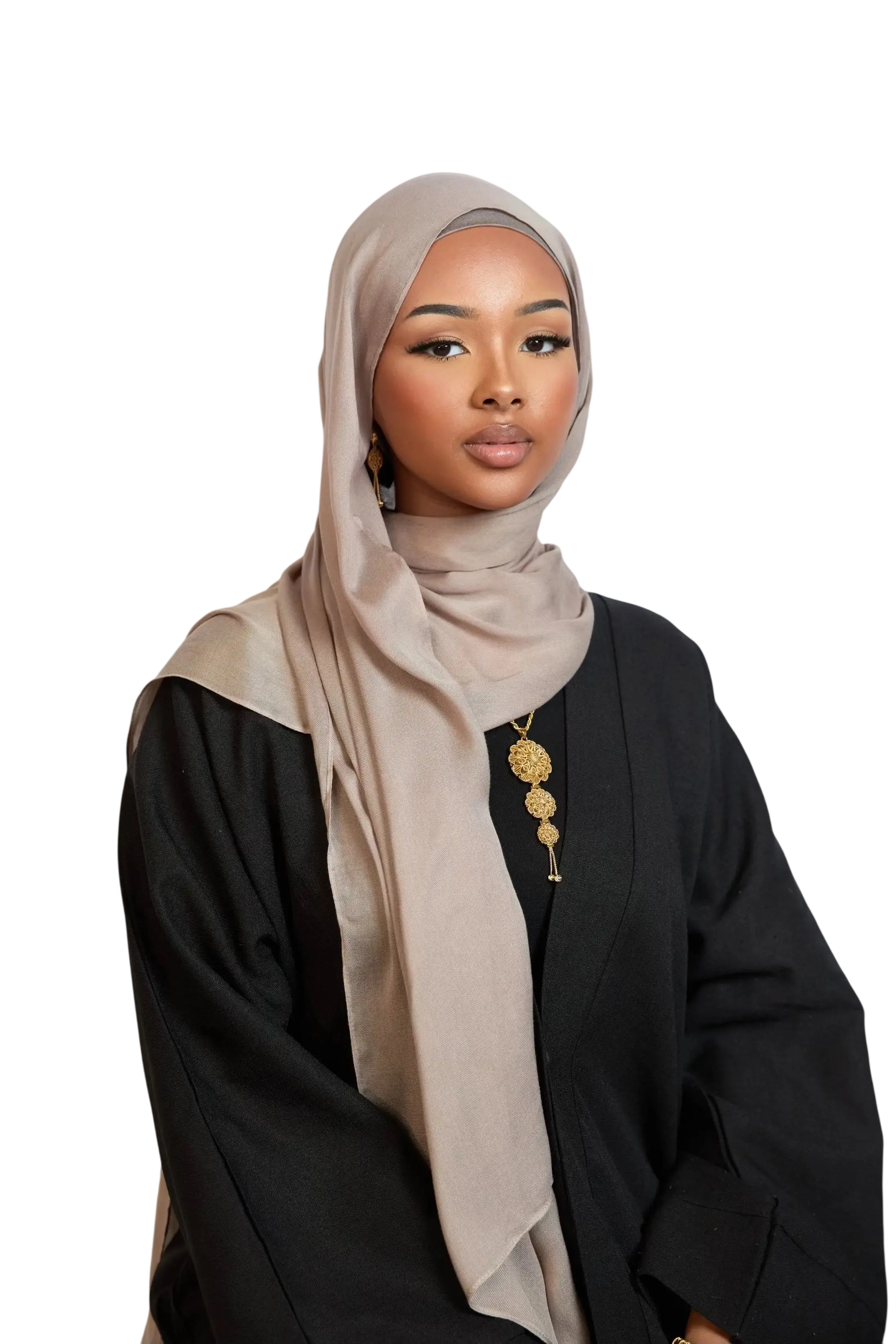 Beige Plain Modal Hijab Dar-Al-Hayya