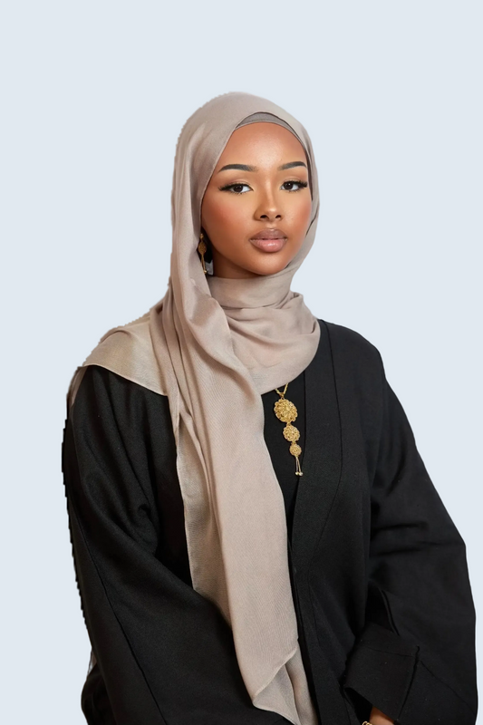Beige Plain Modal Hijab Dar-Al-Hayya