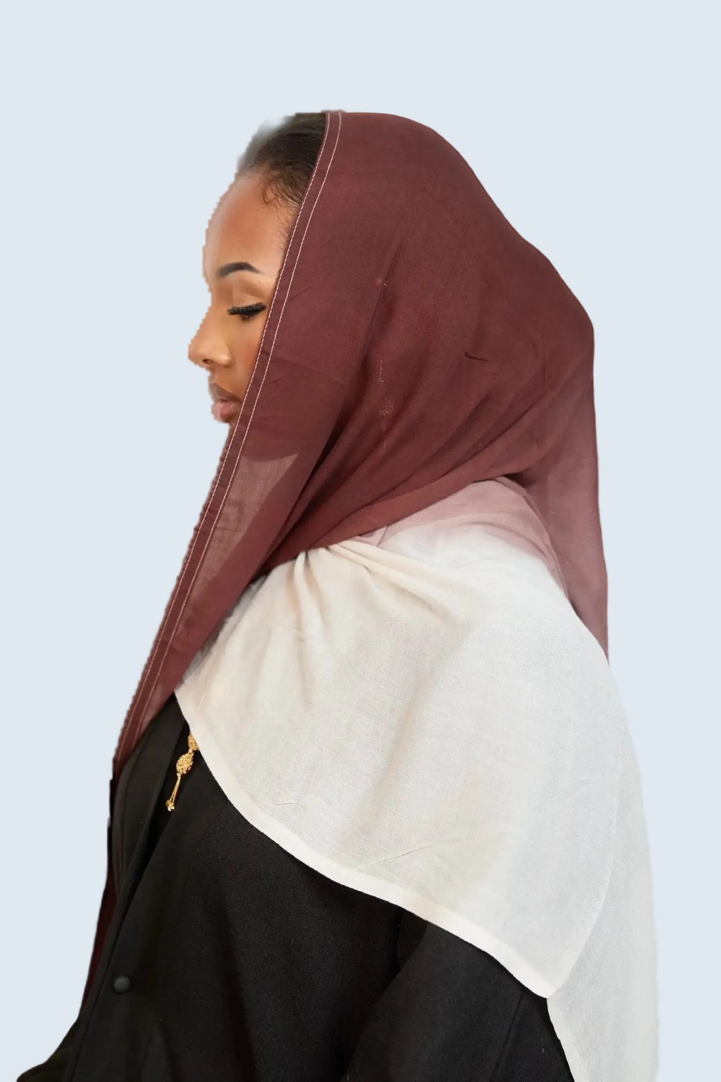 Crimson Blush & White Ombre Hijab Dar-Al-Hayya