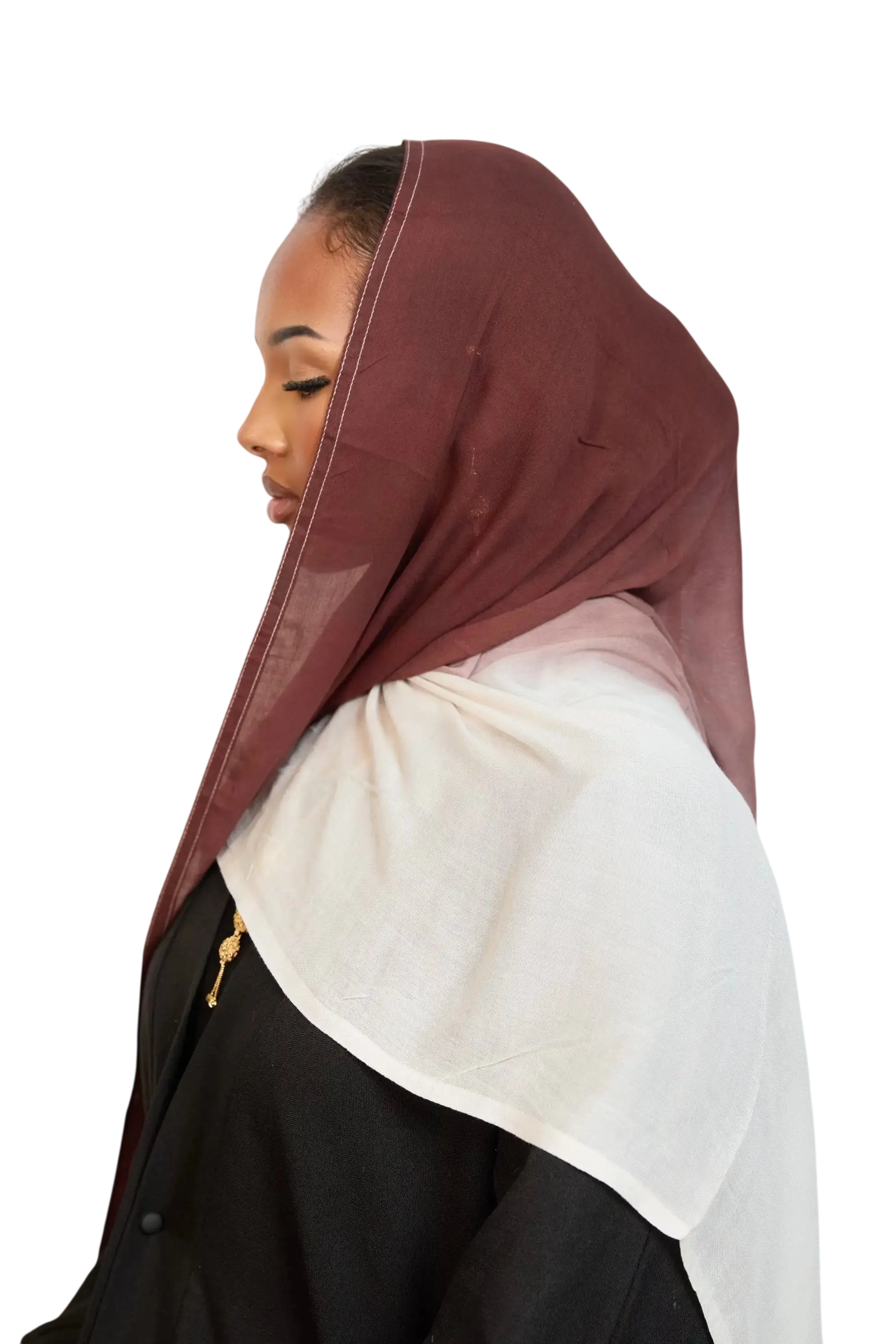 Crimson Blush & White Ombre Hijab Dar-Al-Hayya